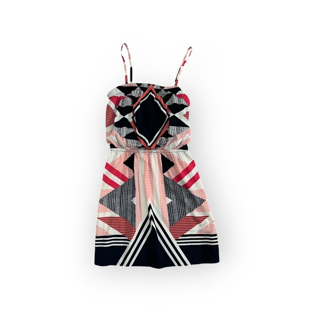 Express Multicolor Strapless Geometric Dress – Size S
